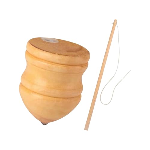 Baoblaze Holz-Trompos zum Selberbemalen, Holzspielzeug mit Stab, handgefertigt, Hände, Augen, Kooperation, unbemalte Holzkreisel, für Kinder Kids, 8 Inch with 40cm Rod von Baoblaze