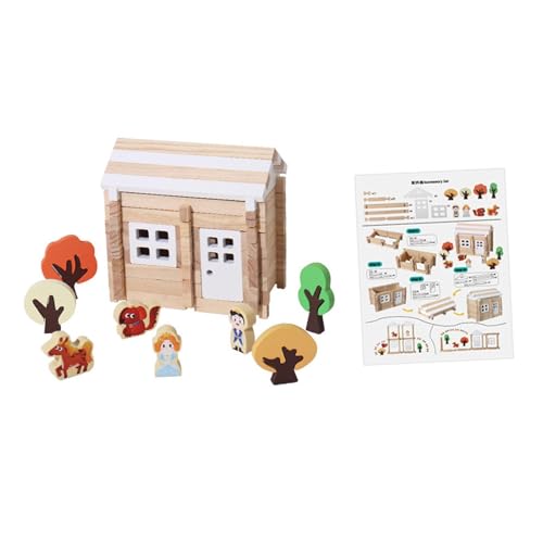 Baoblaze Holzhaus-Bausteinset, Montessori-Lernspielzeug, 3D-Puzzle, Stapelblockspielzeug für Kinder im Alter von 3, 4, 5 und 6 Jahren, 75 Stück von Baoblaze