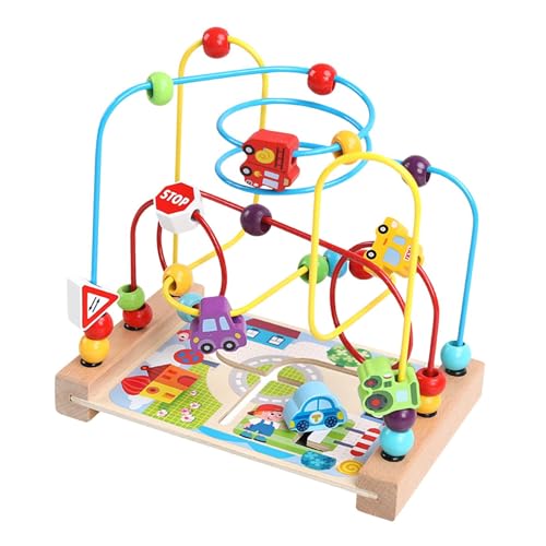 Baoblaze Holzperlen-Labyrinth-Spielzeug, Perlen-Rollenspielzeug, räumliches Denken, Bunte Achterbahn aus Holz, entwicklungsfördernd, für Geschenk-Babys, Transport von Baoblaze