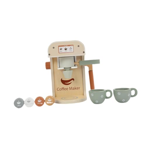 Baoblaze Kaffeemaschinen-Set aus Holz, Holzspielzeug für Kinder, Zubehör für Spielküche zur Förderung der Kreativität und Koordination, Spielset mit von Baoblaze