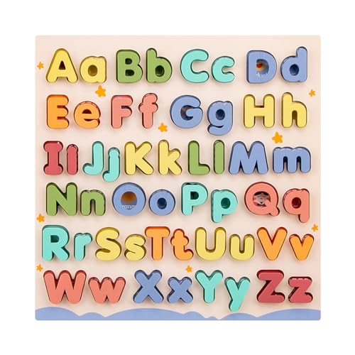 Baoblaze Kinder Holz ABC Puzzle Montessori Bildung Spielzeug Vorschulspiel Groß- und Kleinbuchstaben für Kinder im Vorschulalter Familienspiel Jungen Mädchen von Baoblaze