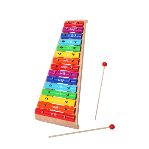 Baoblaze Kinder Holz Xylophon Montessori Spielzeug Jungen Mädchen 1 2 3 Jahre Regenbogen Baby Musikinstrument mit 2 Schlägeln für Vorschule , 15 Töne von Baoblaze