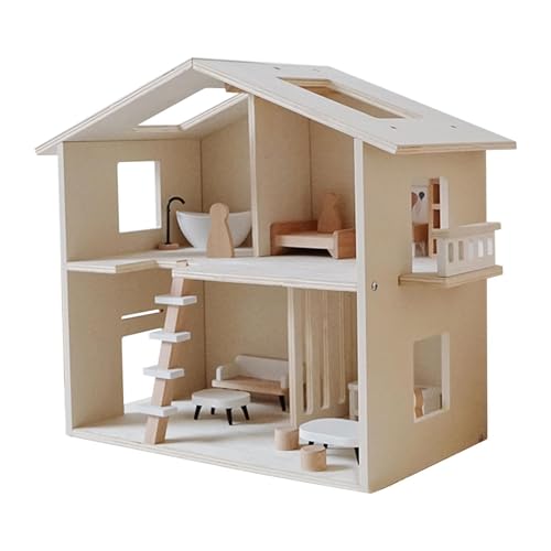 Baoblaze Kinder-Puppenhaus aus Holz, Spielhaus-Spielzeug, Lernspielzeug, DIY, Rollenhaus, Holzspielzeug, Puppenhaus-Spielzeug für Mädchen und Jungen, von Baoblaze