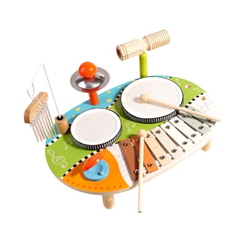 Baoblaze Kinder-Schlagzeug für Kleinkinder im Alter von 1–4 Jahren, Trommelspielzeug aus Holz, Xylophon, Schlagzeug, Percussion-Spielzeug, Baby-Musikspielzeug von Baoblaze