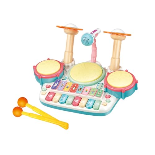 Baoblaze Kinder-Schlagzeugset, Baby-Anfänger-Schlagzeugset, entwicklungspädagogisches Musikspielzeug für Kinder, elektronisches Klavier und Schlagzeugset für , Weiß von Baoblaze