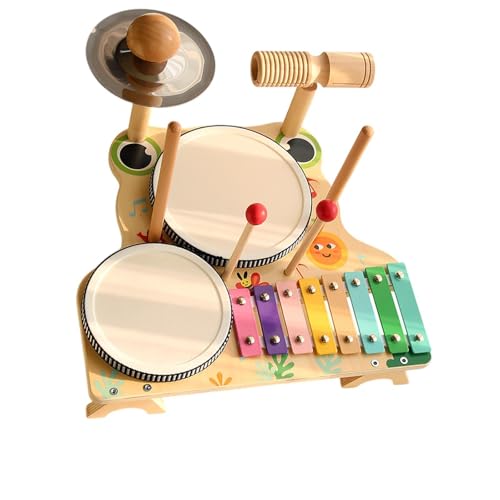 Baoblaze Kinder-Trommel-Set, Montessori-Musikinstrumenten-Set, Entwicklungs-Kindergarten-Lernspielzeug, Holz-Percussion für Kinder, Geschenke von Baoblaze