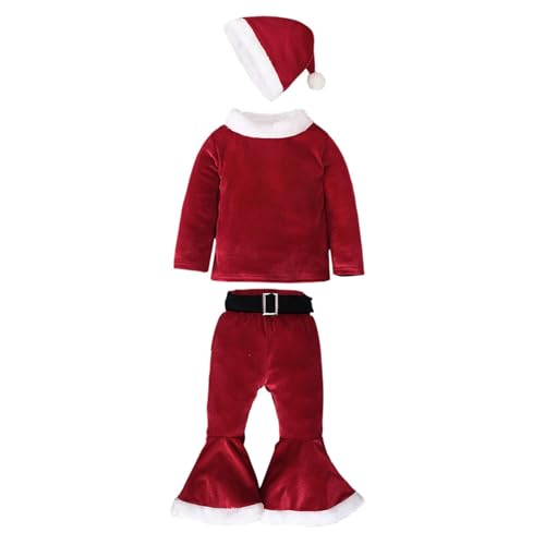 Baoblaze Kinder Weihnachtskostüm Set Weihnachten Cosplay Outfit Kleidung für Festliche Rollenspiele, Rot, 100cm von Baoblaze