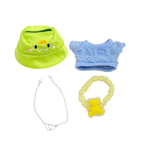 Baoblaze Kleiderset für Mini-Puppen, Kostüme, Bequeme Puppenkleidung, T-Shirt, Anziehpuppenkleidung für Alter 5–7, 8–10, Geschenk für kleine Mädchen, Grüner Hut von Baoblaze