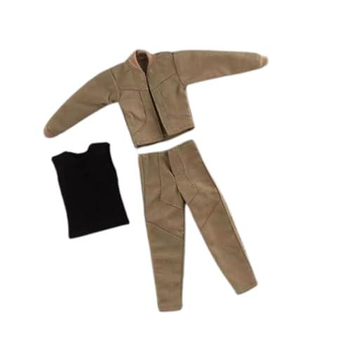 Baoblaze Kleidung für Actionfiguren im Maßstab 1:12, Miniatur-Kleidung, Herrenjacke, Weste, Hose, Figurenzubehör für den 6-Zoll-Körper männlicher Actionfiguren, Khaki von Baoblaze