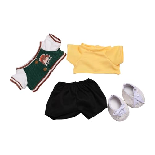 Baoblaze Kleidung für Plüschpuppen, Kuscheltiere, Zubehör, kurzärmlige Jacke und Hose für Puppen, Kostüme, modische, weiche Baseballuniform, süß, 3-teiliges Schuhset von Baoblaze