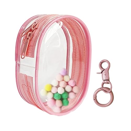 Baoblaze Kleine Aufbewahrungstasche für Puppen mit Schlüsselanhänger, Mini-Tragetasche für Puppen aus PVC und weichen Bällen, Rosa, rund von Baoblaze