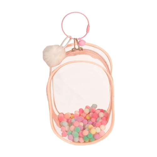 Baoblaze Kleine Puppen-Aufbewahrungstasche, durchsichtige Figuren-Displaytasche, Hänge-Organizer, Geschenke für Erwachsene, Kinderspielzeug, rosa mit Ball von Baoblaze