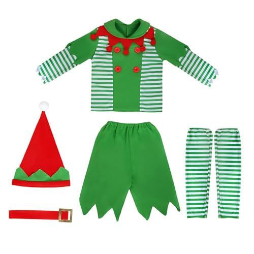 Baoblaze Kostüm-Set für Kinder, gestreifte Strümpfe, festliches Weihnachtsoutfit für den Urlaub, L von Baoblaze