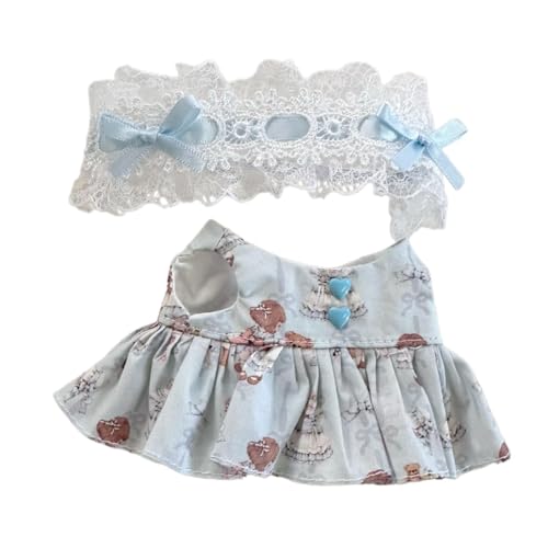 Baoblaze Kostüm mit ausgestopfter Puppenkleidung, Rollenspielkostüme, Foto-Requisiten, weiches Puppenkleid und Haar-Accessoires für 17 cm große Puppen , Blau von Baoblaze