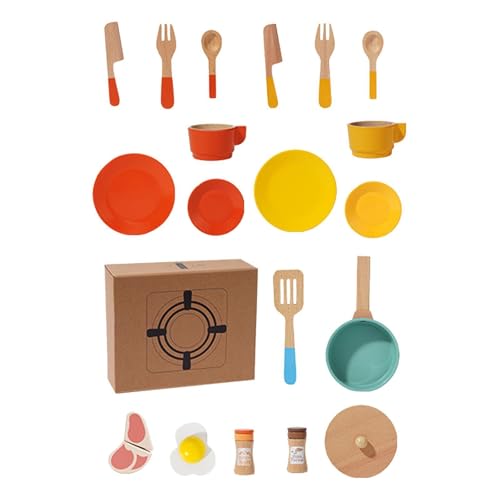 Baoblaze Küchenspielzeug-Zubehör mit Töpfen und Pfannen, Lebensmittel, Kochutensilien, Spielzeugteller, Geschirr, Spielset zum Rollenspiel, Kochen für Jungen von Baoblaze