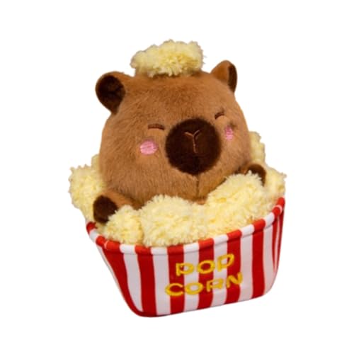 Baoblaze Kuscheltiere Spielzeug Capibara Plüsch Geschenk Urlaub Geschenk Ornament Warm Auto Dekor Plüsch Figur Spielzeug Teenager Kinder, Popcorn von Baoblaze