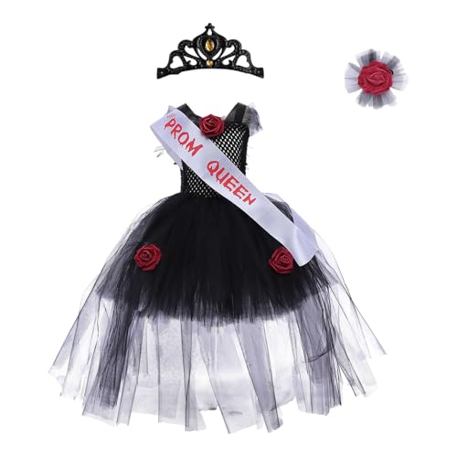 Baoblaze Mädchen Prinzessin Kostüm Tutu Kniekleid Kostüm für Festival Maskerade, Schwarz, XXL von Baoblaze