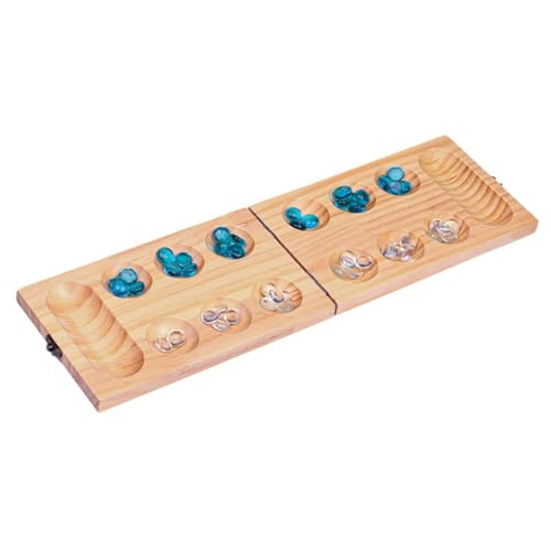 Baoblaze Mancala-Brettspiel aus Holz mit mehrfarbigen Perlen und Schloss, Partyspiel, tragbares, faltbares Mancala-Brettspiel für Unterhaltungspartys von Baoblaze