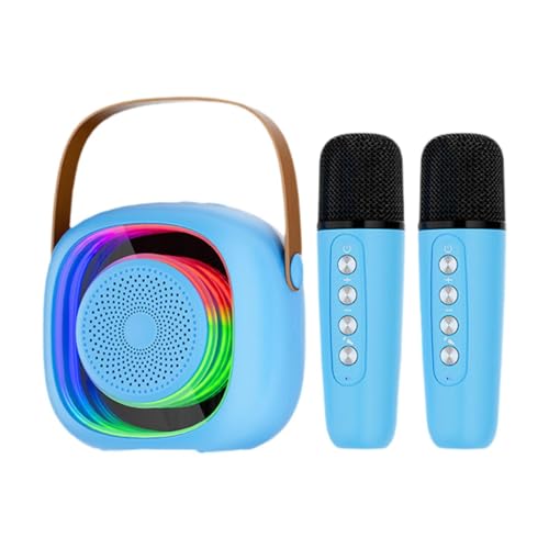 Baoblaze Mini-Karaoke-Maschine, Musik-Player, Heimunterhaltung für Kinder und Erwachsene mit stimmungsvollem Licht, tragbarer Bluetooth-Lautsprecher, Blau von Baoblaze