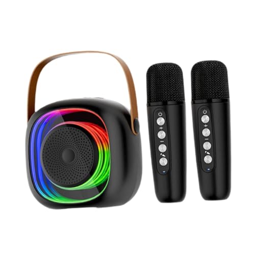 Baoblaze Mini-Karaoke-Maschine, Musik-Player, Heimunterhaltung für Kinder und Erwachsene mit stimmungsvollem Licht, tragbarer Bluetooth-Lautsprecher, Schwarz von Baoblaze