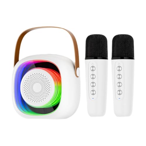 Baoblaze Mini-Karaoke-Maschine, Musik-Player, Heimunterhaltung für Kinder und Erwachsene mit stimmungsvollem Licht, tragbarer Bluetooth-Lautsprecher, Weiß von Baoblaze