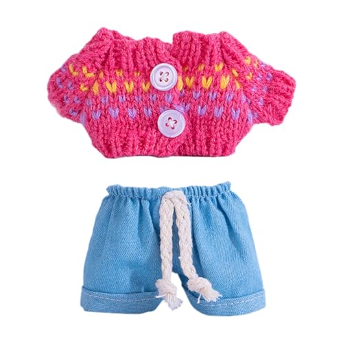 Baoblaze Mini-Puppenkleidungsset für 15 cm, Mädchenpuppen-Outfits, Kostüm, Bequeme DIY-Puppenkleidung, Spielzeug, Foto-Requisiten, Anhänger, Puppe, Alter 4 5 6, Rose Rot von Baoblaze