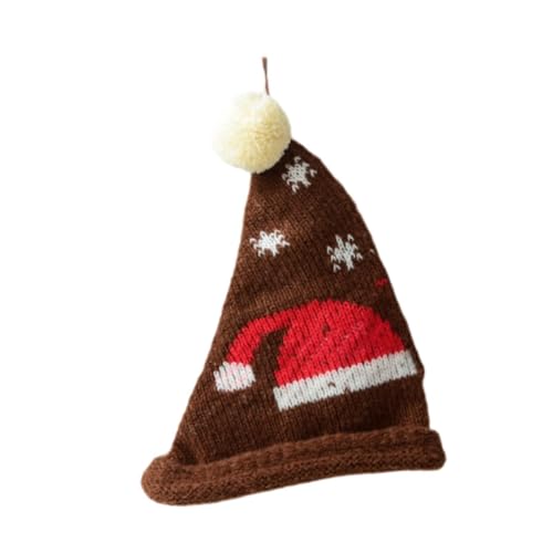 Baoblaze Mini-Weihnachtsmütze, warme Mütze, Strickmütze, Wollknäuelmütze, Weihnachtswanddekoration, neuartige Bommelmütze, Weihnachtsmannmütze für, Dunkler Kaffee von Baoblaze