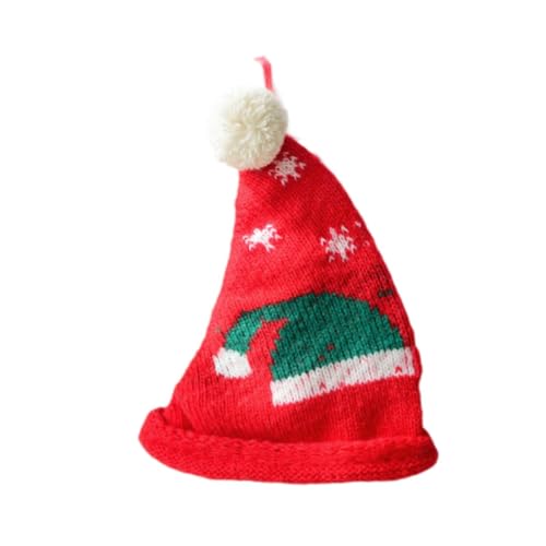 Baoblaze Mini-Weihnachtsmütze, warme Mütze, Strickmütze, Wollknäuelmütze, Weihnachtswanddekoration, neuartige Bommelmütze, Weihnachtsmannmütze für, Rot Grün Hut von Baoblaze