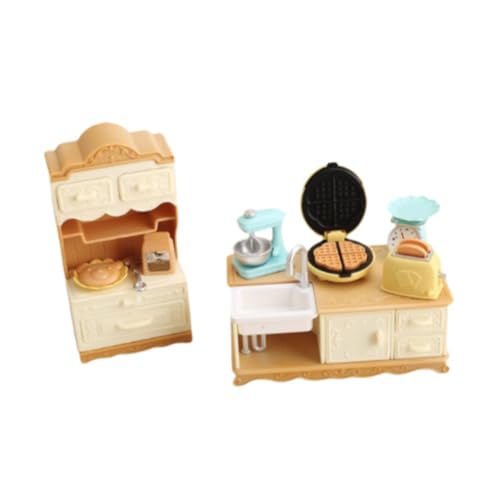 Baoblaze Miniatur-Küchenschrank-Set, Puppenhaus-Küchenzubehör, Kreativität, Rollenspiel-Küchenzubehör für Kinder, Kindergeschenke von Baoblaze