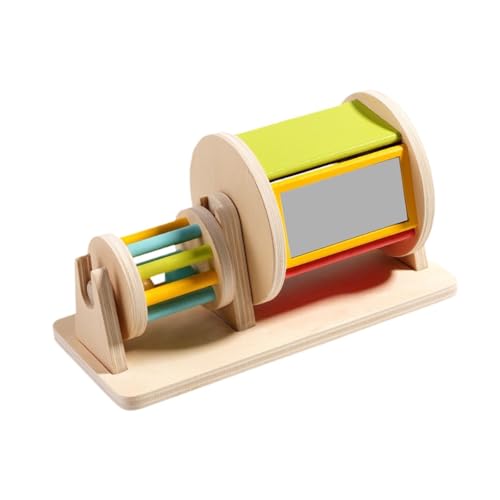 Baoblaze Montessori Drehspielzeug, Trommel Lernspielzeug mit Spiegelrolle, Rollende Textiltrommel, Baby Holzspielzeug für Kinder von Baoblaze