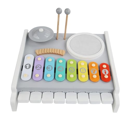 Baoblaze Montessori-Musikinstrumente für Babys, Spielzeug, Metall-Becken für die Auge-Hand-Koordination, Holzrahmen, vielseitig verwendbar, Leichter Musiktisch von Baoblaze