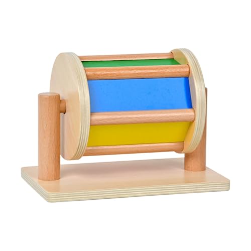 Baoblaze Montessori Rotierende Trommel Frühpädagogische Farberkennung Hölzerne Rolltextiltrommel Sensorisches Spielzeug für Jungen Mädchen Babys von Baoblaze