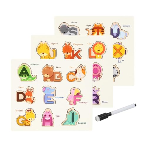 Baoblaze Pädagogisches Lernpuzzle-Set, Alphabet-Puzzlebretter, Holztier-Alphabet-Puzzlespiel für Kleinkinder im Alter von 2 3 4 Jahren, Schule von Baoblaze