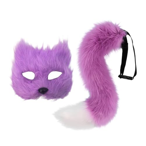 Baoblaze Pelzige Maske und Schwanz, lustige Halloween-Maske für Bar, Geburtstag, Kostüm, Nachtclub, Lila Baoblaze Pelzige Maske und Schwanz, lustige Halloween-Maske für Bar, Geburtstag, Kostüm, Nachtclub, Lila von Baoblaze