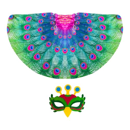 Baoblaze Pfauenkostüm Umhang mit Maske Halloween Verkleidung für Kinder Jungen Mädchen Kleinkind, GrÜn Baoblaze Pfauenkostüm Umhang mit Maske Halloween Verkleidung für Kinder Jungen Mädchen Kleinkind, GrÜn von Baoblaze
