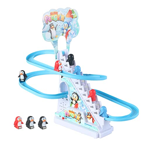 Baoblaze Pinguin Rennset Kleiner Pinguin Rutsche Spielset LED Blinklichter Rennstrecke Spielset Pinguin Treppensteigen Spielzeug für Kinder, 9 Pinguin von Baoblaze