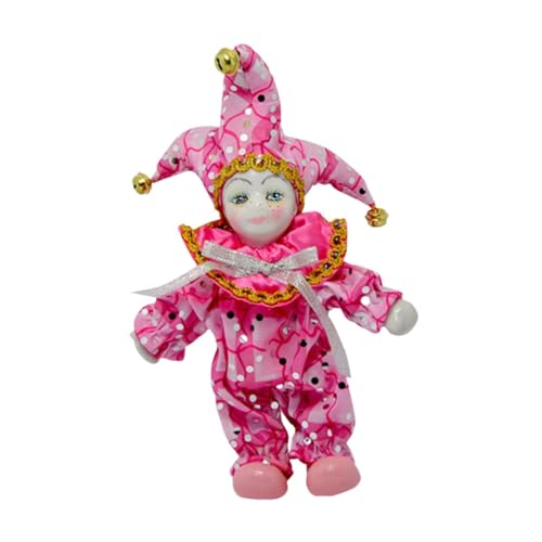 Baoblaze Puppe Süße Triangel Clown Puppe Handgemachte Schreibtisch Antik Sammlung Vintage Halloween Geburtstagsgeschenk Mini Porzellan Puppe von Baoblaze