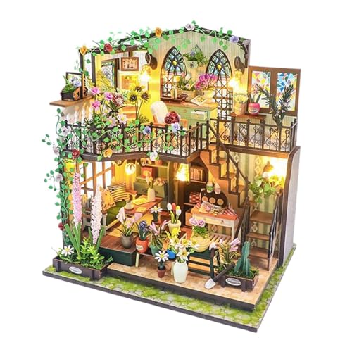 Baoblaze Puppenhaus DIY Miniatur-Bausätze Mini handgefertigtes Hausmodell Tiny House Bausatz mit Zubehör für Erwachsene Kinder Geburtstagsgeschenk von Baoblaze