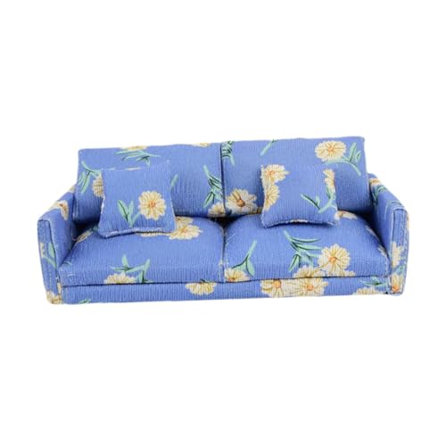 Baoblaze Puppenhaus-Sofa, Couch, Puppenhaus-Zubehör, 1:12 Puppenhaus-Wohnzimmermöbel, Miniatur-Sofa fürs Puppenhaus, BLAU von Baoblaze