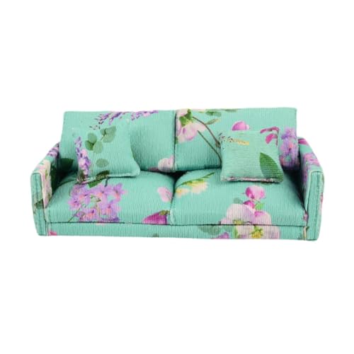 Baoblaze Puppenhaus-Sofa, Couch, Puppenhaus-Zubehör, 1:12 Puppenhaus-Wohnzimmermöbel, Miniatur-Sofa fürs Puppenhaus, GRÜN von Baoblaze