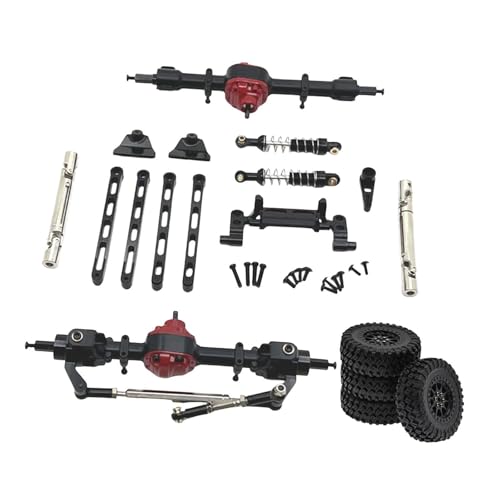 Baoblaze RC-Auto-Upgrade, Metall-RC-Auto-Montagesätze für Vorder- und Rückseite, Ersatz-25T-Servoarm-Stoßdämpfer für MN82 1/12 RC-Auto, Schwarz von Baoblaze