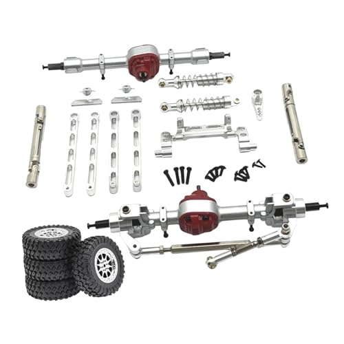 Baoblaze RC-Auto-Upgrade, Metall-RC-Auto-Montagesätze für Vorder- und Rückseite, Ersatz-25T-Servoarm-Stoßdämpfer für MN82 1/12 RC-Auto, Silber von Baoblaze