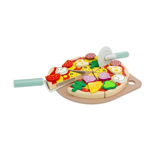 Baoblaze Rollenspiel-Pizza-Spielzeug-Essensset, Küchenzubehör, Pizza-Spielzeug aus Holz, Spielzeug zum Schneiden von Essen, für Kinder für Jungen, Mädchen und von Baoblaze