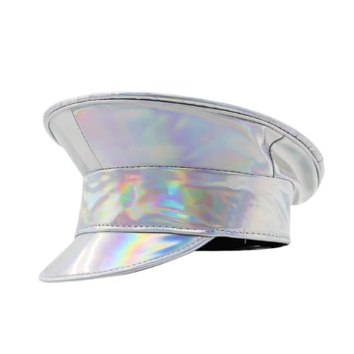 Baoblaze Sailor Hat Officer Hat Deluxe Kostümzubehör für Maskerade Ball Halloween, Glattes Silber von Baoblaze