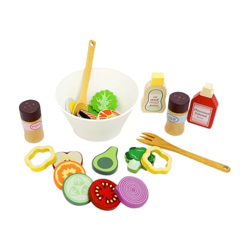 Baoblaze Salat-Set aus Holz zum Spielen, Salat-Spielset aus Holz, Feinmotorik, Essensspiele für Kinder zum Sammeln, Koordination, Vorstellungskraft von Baoblaze