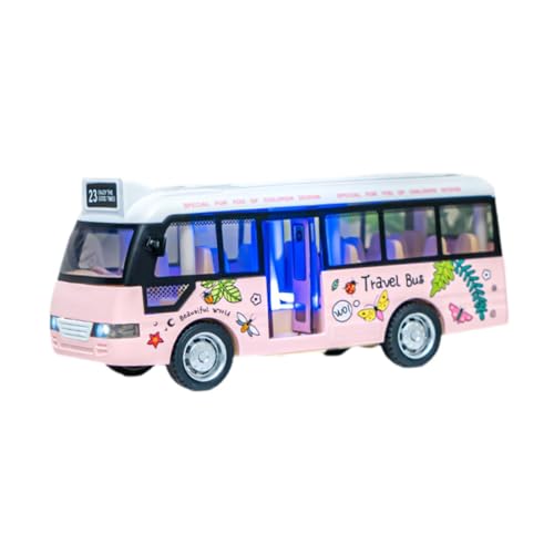 Baoblaze Stadtbus-Spielzeug für Kinder, Bus mit Geräuschen und Lichtern, lehrreich, Simulation, Modellauto-Spielzeug, Trägheitsspielzeugfahrzeug für, Rosa von Baoblaze