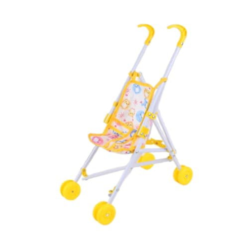 Baoblaze Trolley-Spielzeug, 10-Zoll-Puppenhaus-Dekoration, Schiebe-Kinderwagen, pädagogisches Puppenzubehör, Faltbarer Schiebewagen, Spielzeug für Kinder, Gelb von Baoblaze