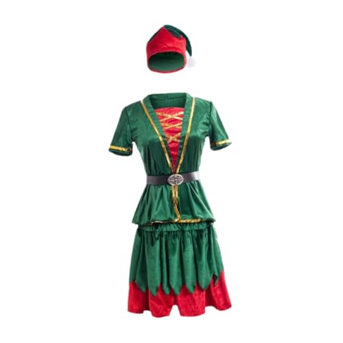 Baoblaze Weihnachtskostüm, Kleid, Hut, Gürtel, Set, Rollenspiele für Requisiten, Partys, Kostüm, XL von Baoblaze