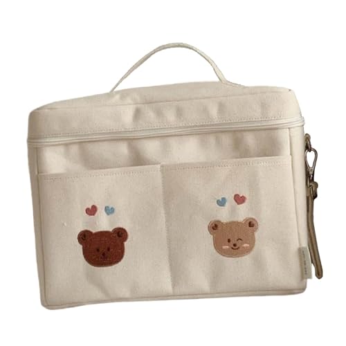 Baoblaze Wickeltasche für Babys, Windel-Organizer, tragbar, multifunktional, stilvoll, leichte Canvas-Tasche, Kinderwagentasche für Spielzeug, Zwei Weiß von Baoblaze