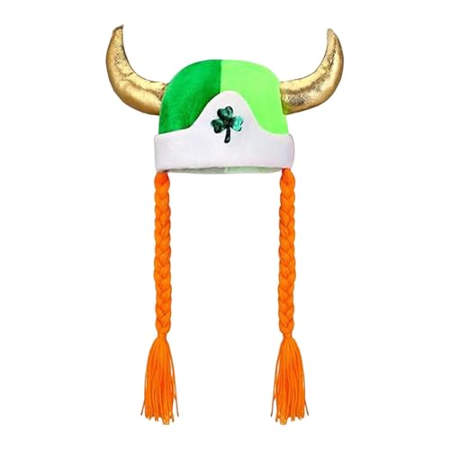 Baoblaze Wikinger-Hut mit Zöpfen, St. Patrick's Day-Hut, Kopfbedeckung, Foto-Requisiten, Wikinger-Mütze, Wikinger-Kleiderhut für Club-Dress-up-Feier von Baoblaze